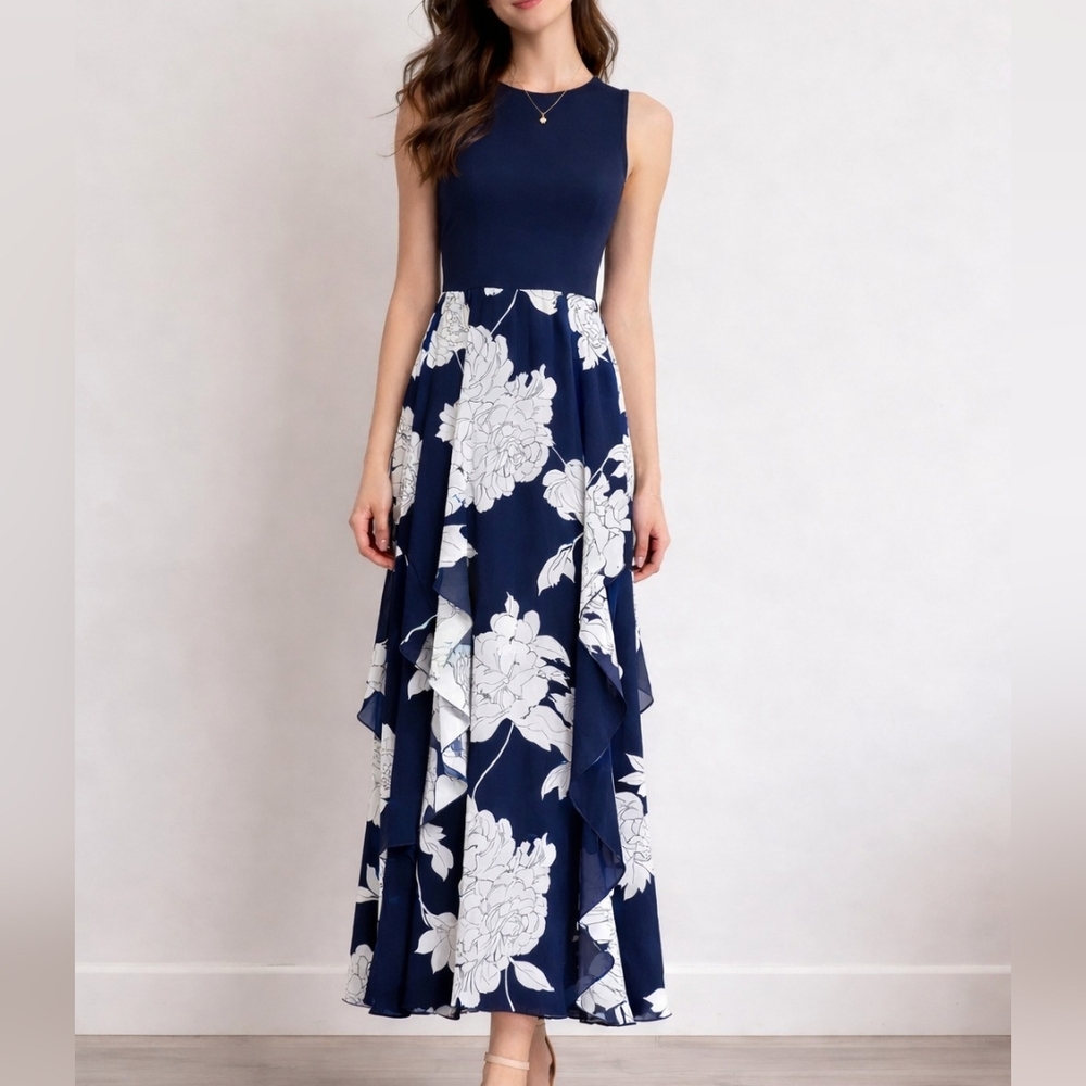 BTFBM Women's New W\ Tag Sleeveless Long Draped Maxi M Dress Size S Floral Wavy